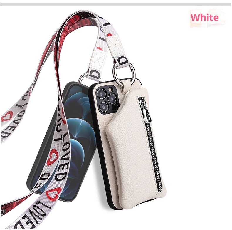 TechGlobe Suitable For IPhone 11 12 Pro Max Coin Purse Mini Phone Leather XS Protective Case With Lanyard_voghion.com
