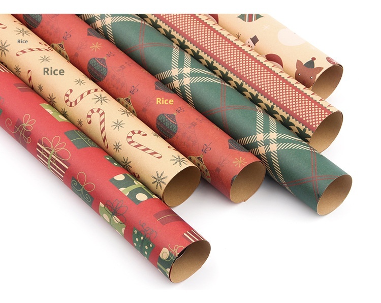 Lillian Cross-Border Exclusive New Retro Kraft Christmas Gift Wrapping Paper DIY Set_voghion.com