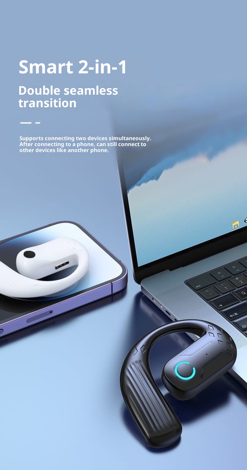 3c B01 Kabellose Bluetooth-Kopfhörer mit drehbarem Ohrbügel (links und rechts), ohne In-Ear-Funktion, extrem langer Akkulaufzeit und 5,4-GHz-Gaming-Funktion (niedrige Frequenz)._voghion.com