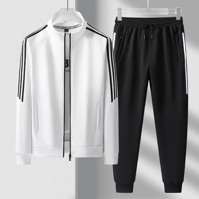 001 2025 Spring And Autumn New Sports Suit Men's School Uniform Jogger Anti-Cotton Jacket Three-Stripe Casual Pants_voghion.com