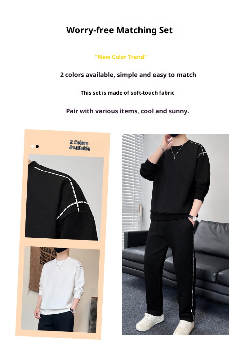001 Diyu Shenlong Sweatshirt Casual For Men Spring And Autumn Long Pants Round Neck Pullover Tracksuit Two-Piece Set_voghion.com