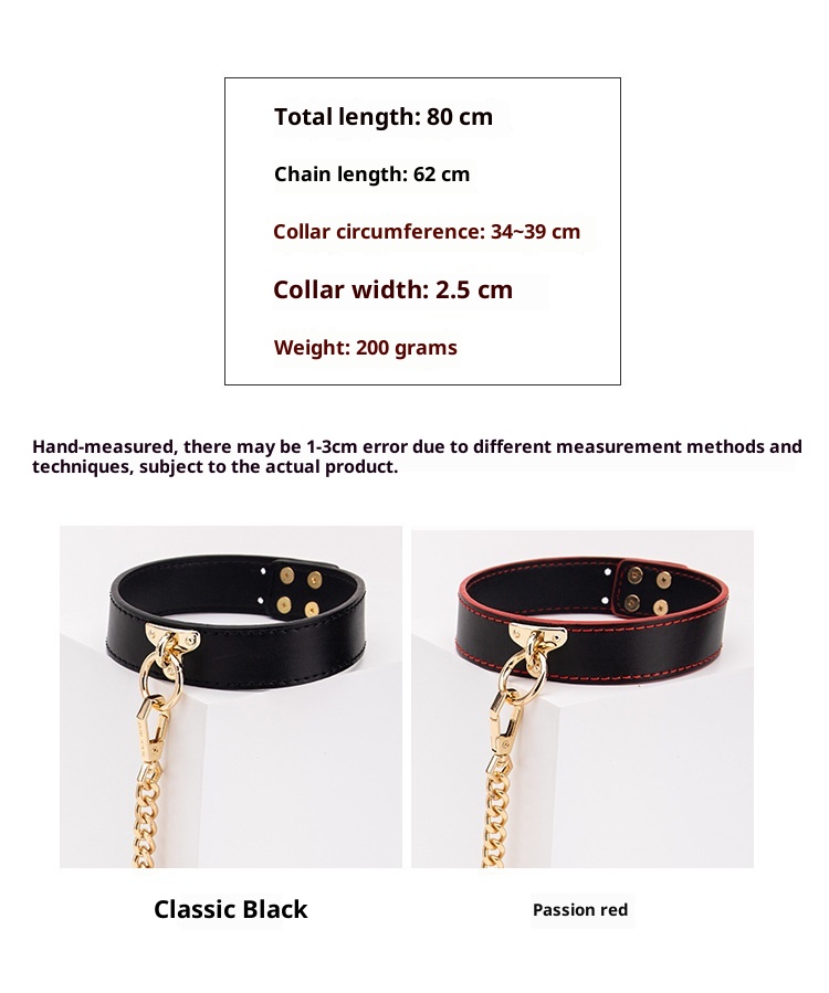 LuvBox SM Sex Toys Set Manette per mani e piedi Collare con catena di ferro da trazione Frusta con nappe in pelle di alta qualità_voghion.com