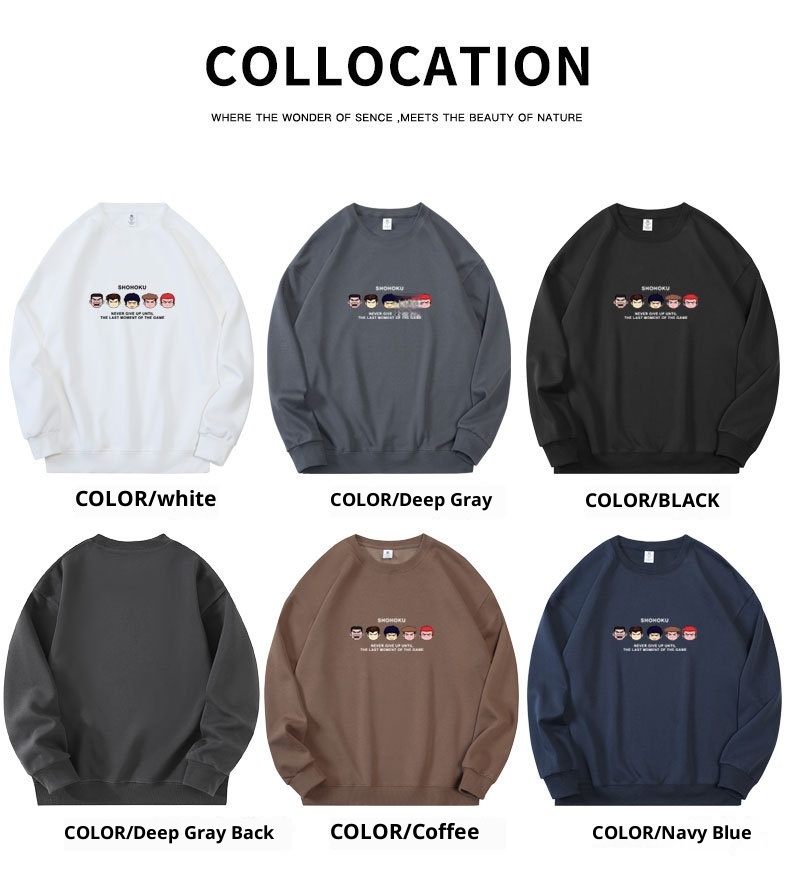 Erkek Sonbahar Uzun Kollu Sweatshirt Erkek Ağır Sıklet Trend Marka Baskılı Mürettebat Yaka Kazak Tişört Unisex Amerikan Tarzı_voghion.com