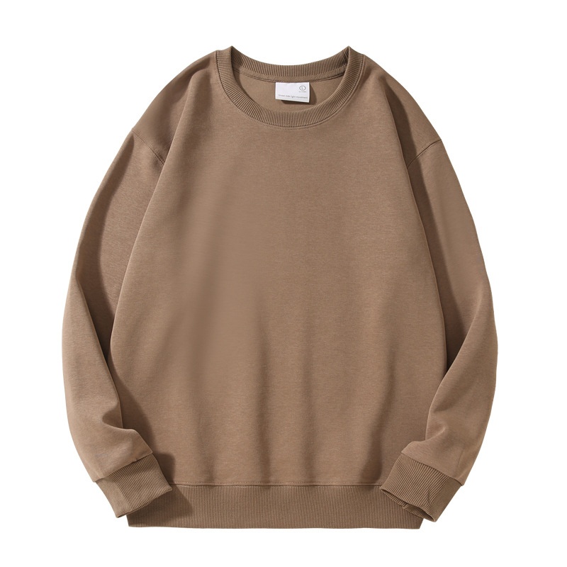 boy Men's Cotton Drop Shoulder Round Neck Loose Base Shirt Casual Trendy Solid Color Simple Outerwear Long Sleeve Sweatshirt_voghion.com