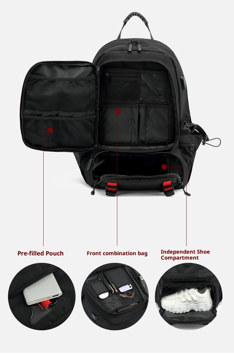 Sac à dos de randonnée ActiveGo, grande capacité, avec port USB, pour femmes et hommes, idéal pour les voyages d'affaires et de loisirs. Respirant._voghion.com