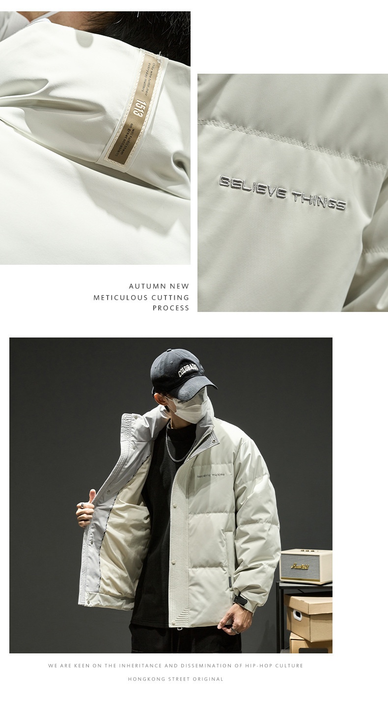 Jungen 2024 Neuer Stehkragen Warmer Dicker Mantel Winter Daunenjacke Herrenmode_voghion.com