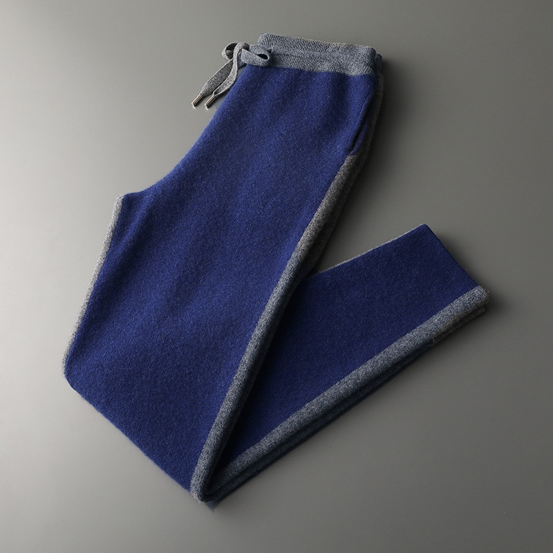 001 Neuer, dicker, lässiger Kaschmiranzug für Herren, bestehend aus einem Wollpullover mit halbem Rollkragen, einer Strickjacke mit Reißverschluss und einer locker sitzenden Hose._voghion.com