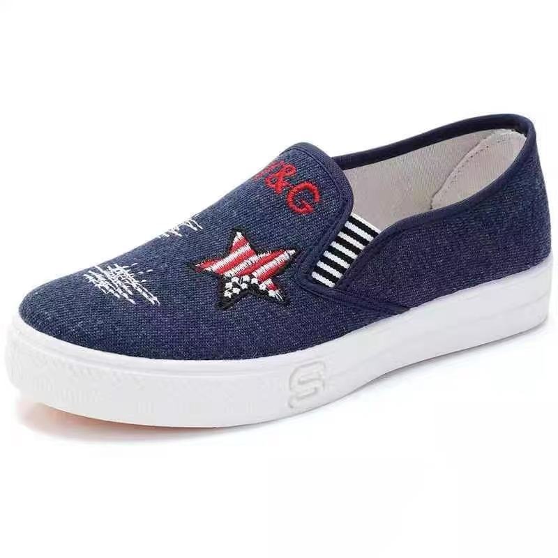Old Beijing Damen-Sneaker, lässige Slip-On-Sneaker für Studentinnen (Größe S), dicke, weiche Sohle aus Denim, modisch, atmungsaktiv und bequem_voghion.com