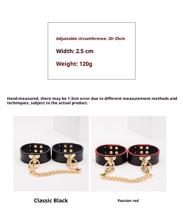 LuvBox SM Sex Toys Set Manette per mani e piedi Collare con catena di ferro da trazione Frusta con nappe in pelle di alta qualità_voghion.com