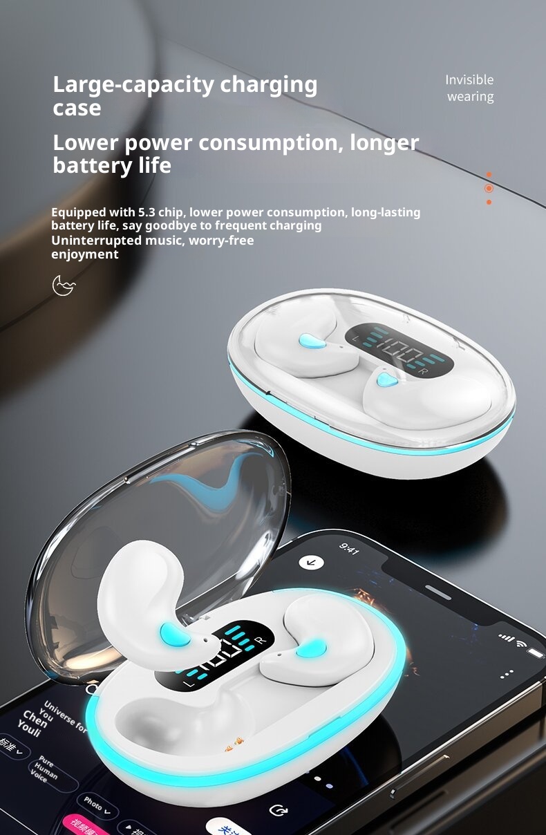 3c Cross-Border Hot-Selling X55 Sleep Bone Conduction Mini Noise Cancelling Digital Display Ultra-Long Battery Life Macaron_voghion.com