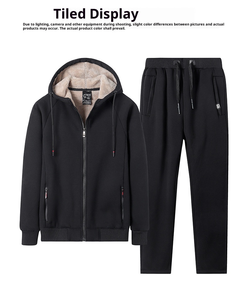 001 Cotton Winter Middle-aged Casual Suit Lamb Wool Warm Jacket Sports Two-piece Set Thickened Plus Size Men's Clothing_voghion.com