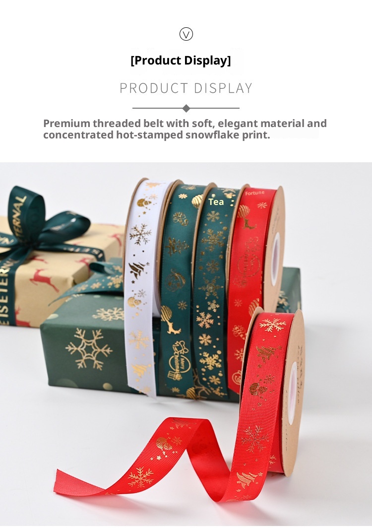 Lillian In Stock Confezione regalo all'ingrosso fai da te con stampa in oro Nastro natalizio Cravatta_voghion.com