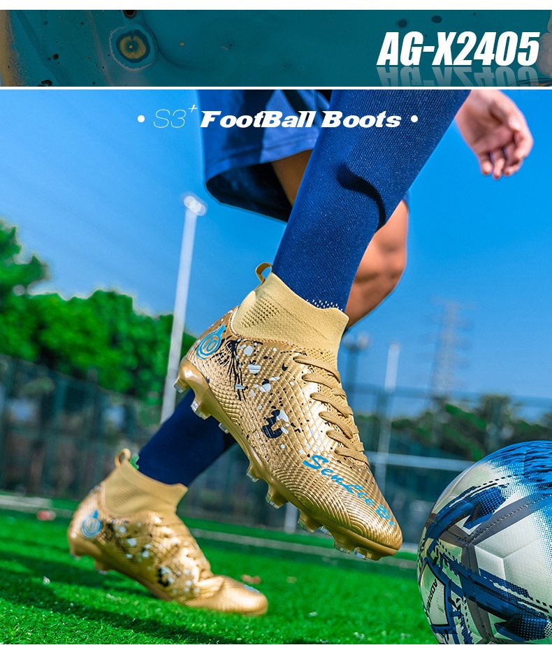 Chaussures de football montantes ShoeGlobe Wow personnalisées, style transfrontalier, en gros, à pointes longues Broken AG pour adultes, enfants et étudiants, style professionnel_voghion.com
