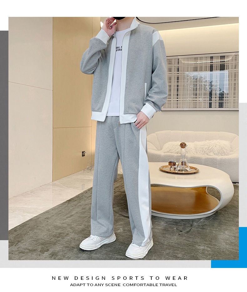 001 Lässiger Sportanzug für Herren, Stehkragenjacke für Frühling und Herbst, modisches Patchwork-Sweatshirt, Sportbekleidung für Jugendliche, Live_voghion.com