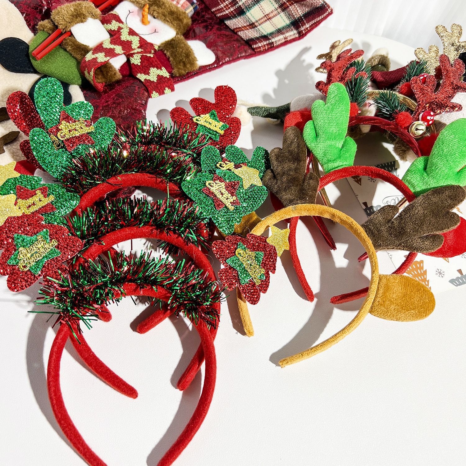 Lillian Cross-Border Decoration Sequin Antler Christmas Tree Holiday Dress Up Headband Cute Girl Hairpin Hair Accessories_voghion.com