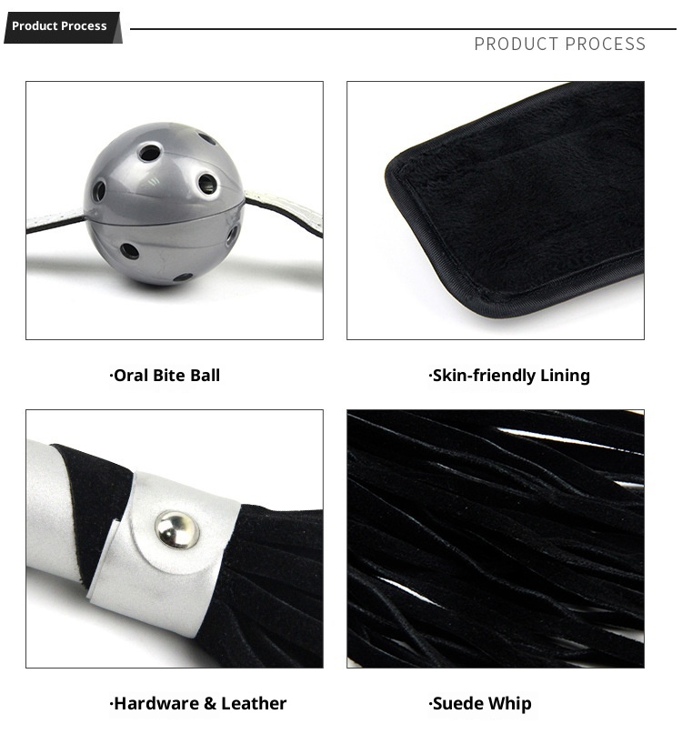 LuvBox Sexy SM One-Word Bed Binding Set Hand And Foot Cuffs Mouth Gag Ball Whip Eye Mask Adult Props_voghion.com