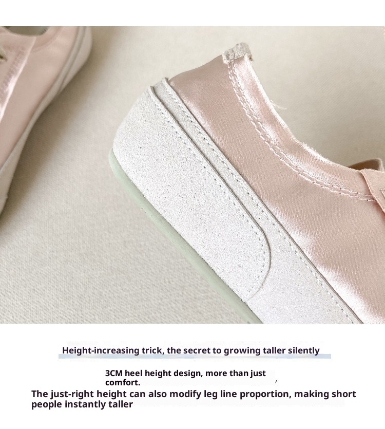 Scarpe sportive casual da donna in tela di raso bianco piatto con nicchia spagnola, primavera e autunno 2023_voghion.com