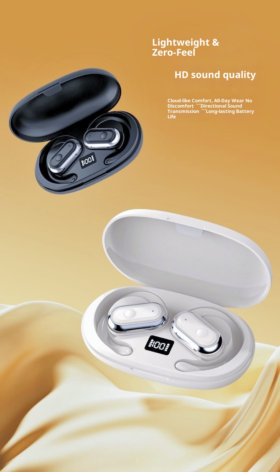 3c Kabellose Bluetooth-Ohrhörer mit offener Bauweise, Over-Ear-Design, Smart-Digitaldisplay und Touch-Steuerung_voghion.com