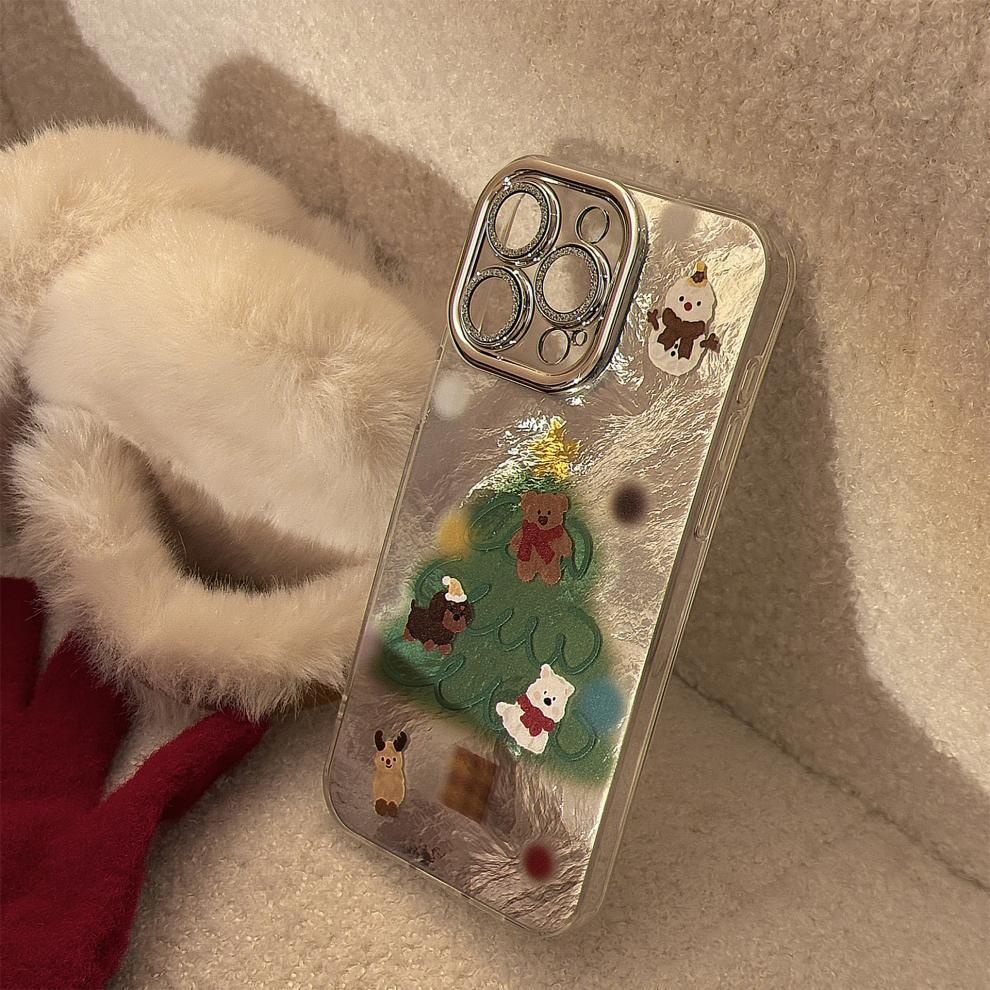 TechGlobe Schutzhülle für iPhone 16, iPhone 15 Pro Max, iPhone 14, iPhone 14 und iPhone 13 (passend für 16, 15 Pro Max und 14 Pro Max) mit Schneemann- und Weihnachtsbaummotiv sowie Herbst-/Wintermotiven._voghion.com