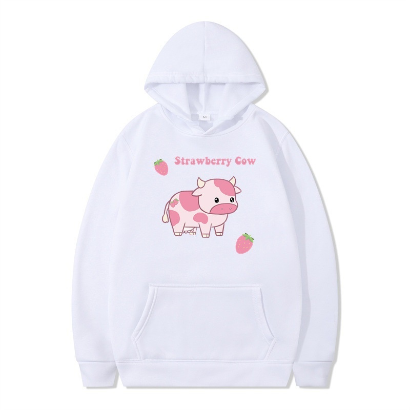 boy 2024 Cross-Border Foreign Trade Autumn Winter New Strawberry Milk Sweatshirt Long Sleeve Hoodie Harajuku Style Unisex_voghion.com