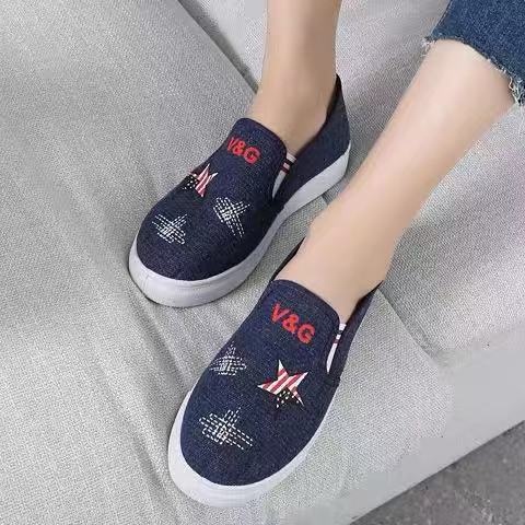 Old Beijing Damen-Sneaker, lässige Slip-On-Sneaker für Studentinnen (Größe S), dicke, weiche Sohle aus Denim, modisch, atmungsaktiv und bequem_voghion.com