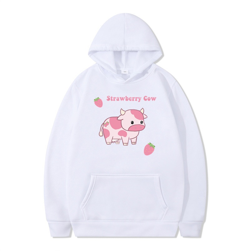boy 2024 Cross-Border Foreign Trade Autumn Winter New Strawberry Milk Sweatshirt Long Sleeve Hoodie Harajuku Style Unisex_voghion.com