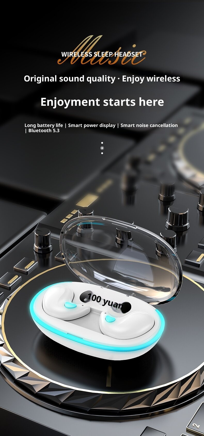 3c Cross-Border Hot-Selling X55 Sleep Bone Conduction Mini Noise Cancelling Digital Display Ultra-Long Battery Life Macaron_voghion.com