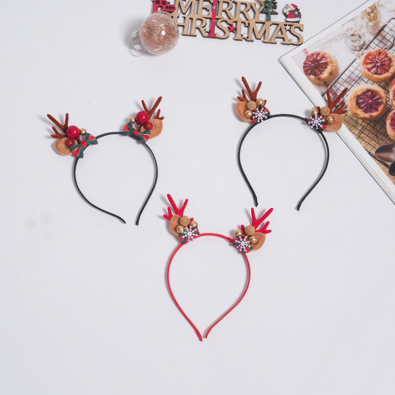 Lillian Cute Reindeer Antlers Five-Star Children's Christmas Headband Accessories Hair Clips Decorations_voghion.com