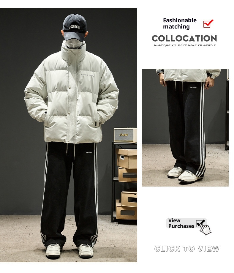 Jungen 2024 Neuer Stehkragen Warmer Dicker Mantel Winter Daunenjacke Herrenmode_voghion.com