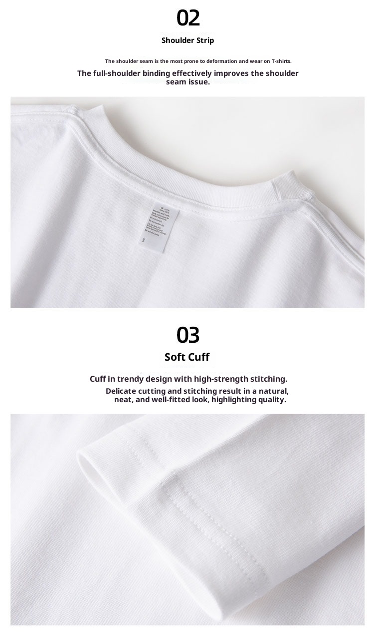 boy 270g Long Sleeve T-Shirt For Men, Thick Cotton, Loose Fit, Solid Color, White, Spring And Autumn Sweatshirt, Japanese_voghion.com