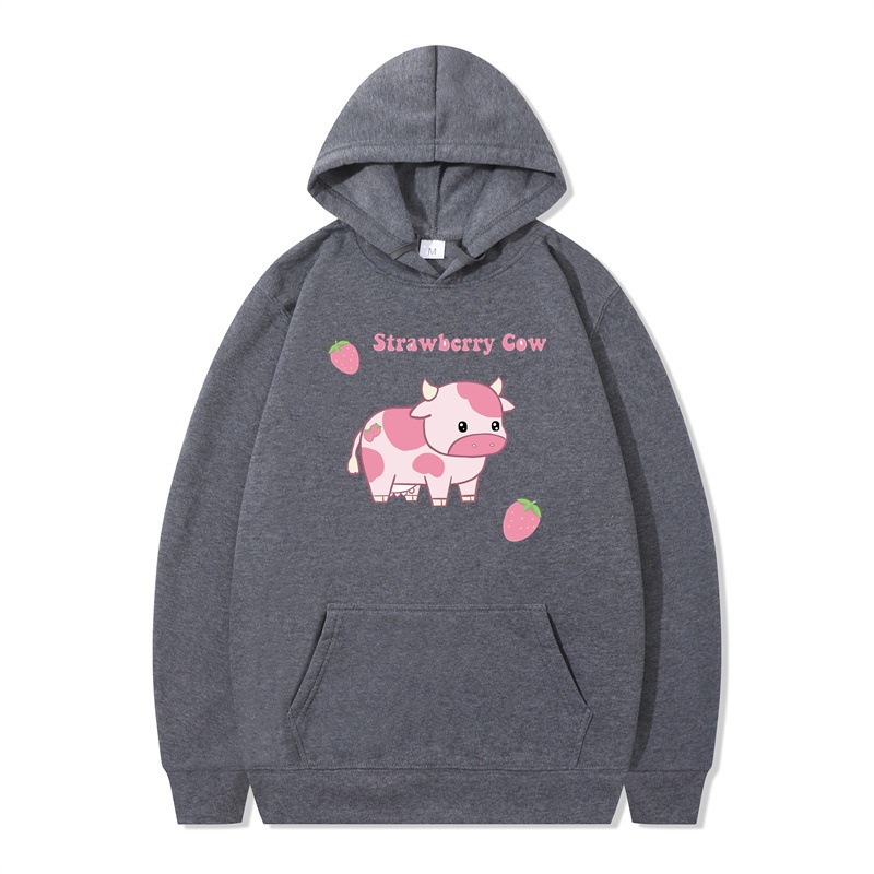 boy 2024 Cross-Border Foreign Trade Autumn Winter New Strawberry Milk Sweatshirt Long Sleeve Hoodie Harajuku Style Unisex_voghion.com