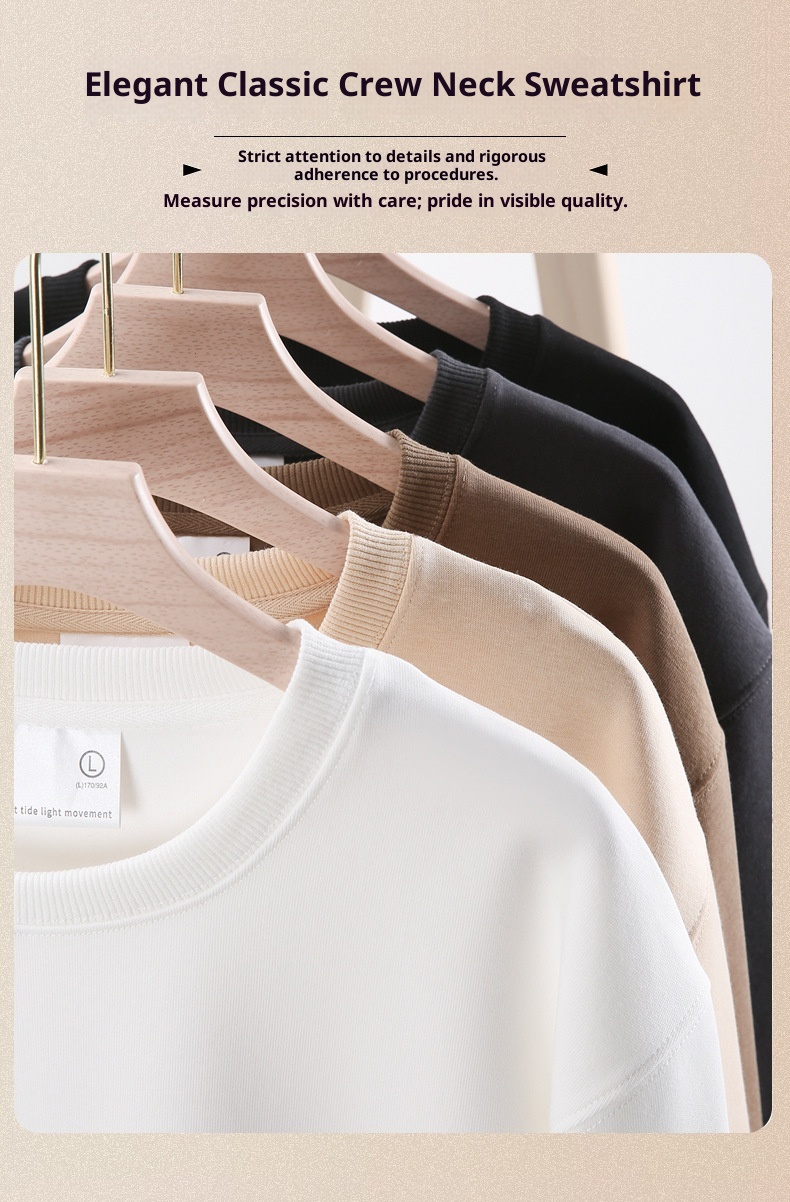 boy Men's Cotton Drop Shoulder Round Neck Loose Base Shirt Casual Trendy Solid Color Simple Outerwear Long Sleeve Sweatshirt_voghion.com