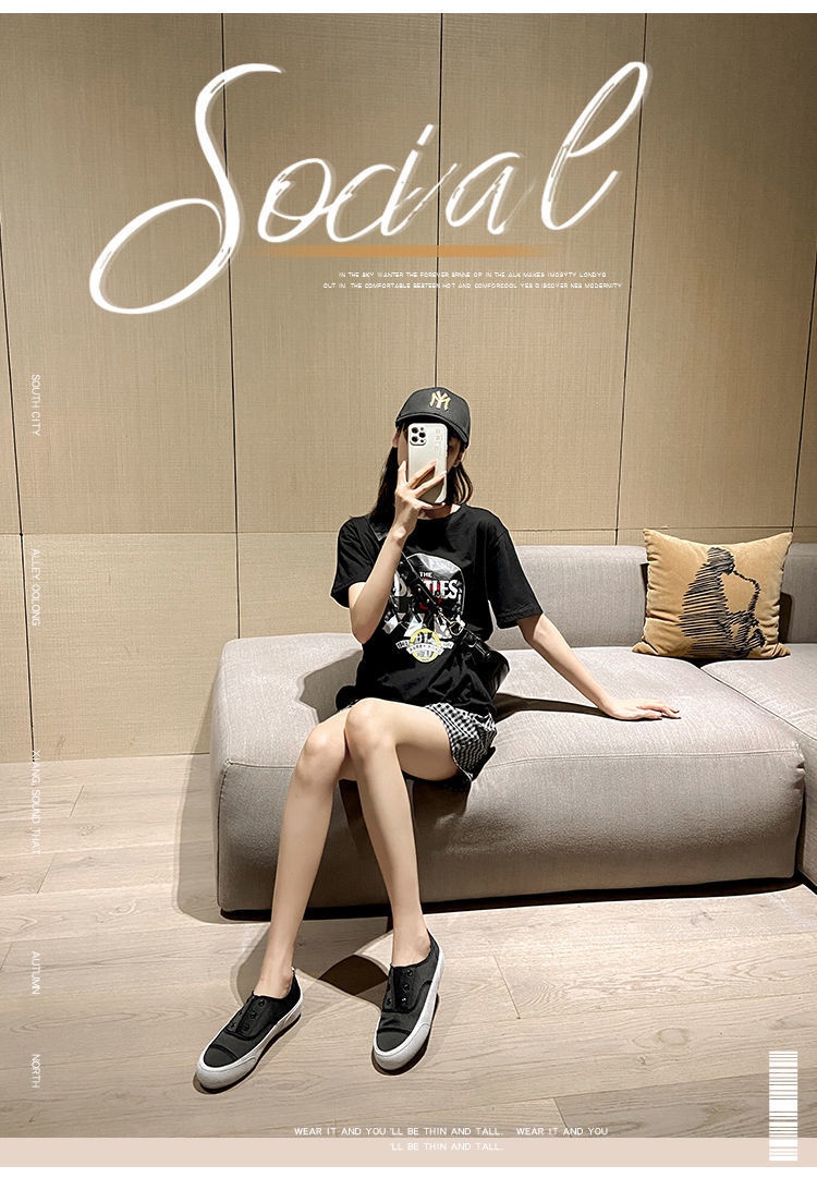 Sneakers bianche in raso di Spanish Niche 2022, nuove scarpe sportive in tela, comode e casual, slip-on per donna_voghion.com