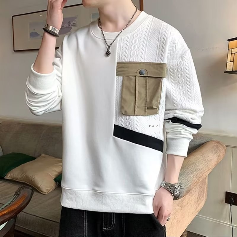 Jungen 2024 Neues Trend-Marken-Fleece-gefüttertes Baselayer-Top Frühling Herbst Langarm-T-Shirt Herren-Sweatshirt_voghion.com