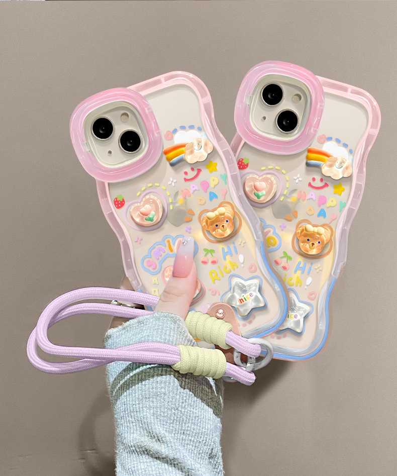 TechGlobe-kompatible Handyhülle für iPhone 15 Pro Max, iPhone 14 Cloud Doll Lanyard, iPhone 16 Unsichtbarer Doppelständer, iPhone 17 Silikon_voghion.com