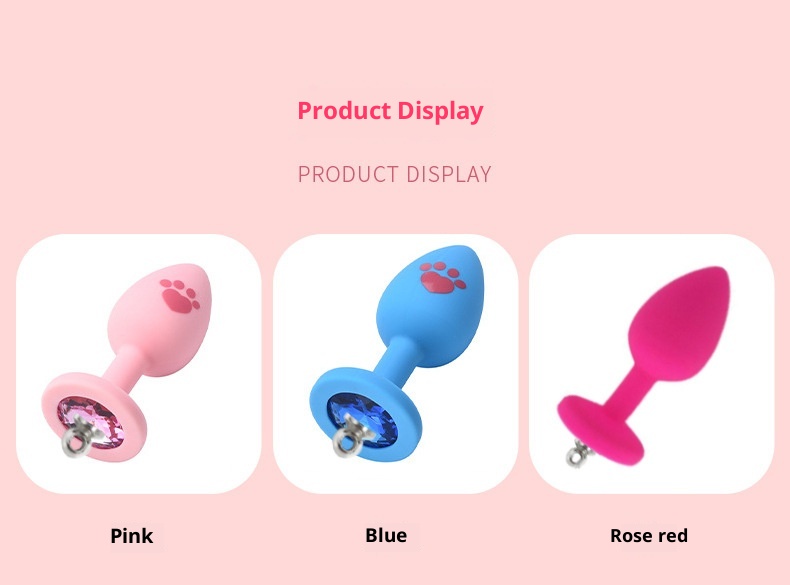Plug anal détachable en silicone LuvBox en forme de patte de chat avec médaille pour chien à nœud papillon, diamant, clochette, petite taille souple et lumière lumineuse_voghion.com