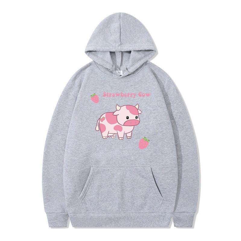 boy 2024 Cross-Border Foreign Trade Autumn Winter New Strawberry Milk Sweatshirt Long Sleeve Hoodie Harajuku Style Unisex_voghion.com