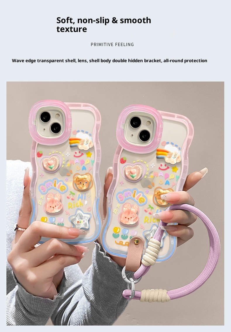 TechGlobe-kompatible Handyhülle für iPhone 15 Pro Max, iPhone 14 Cloud Doll Lanyard, iPhone 16 Unsichtbarer Doppelständer, iPhone 17 Silikon_voghion.com