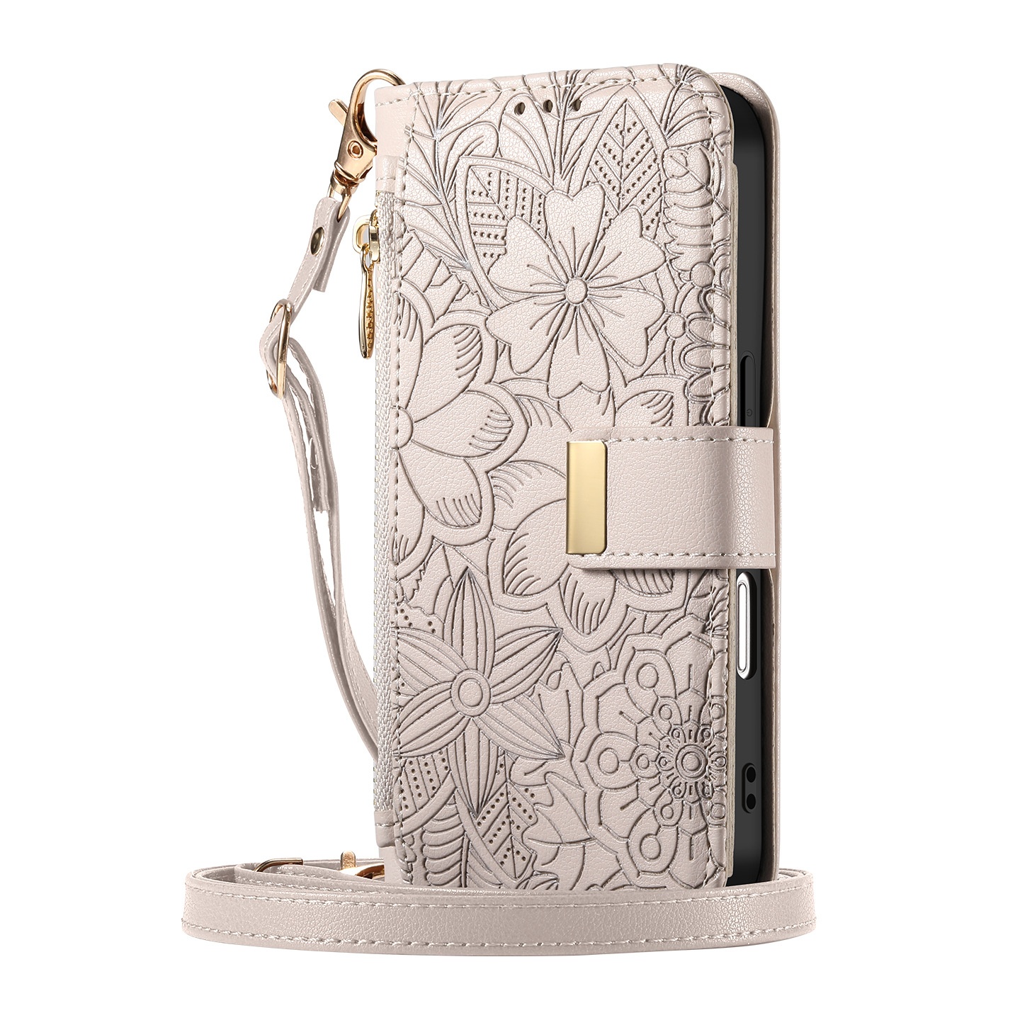 TechGlobe Shunli New Model Compatible With IPhone Flip Leather Flower And Leaf 17 Air Lanyard 16 Phone Case_voghion.com