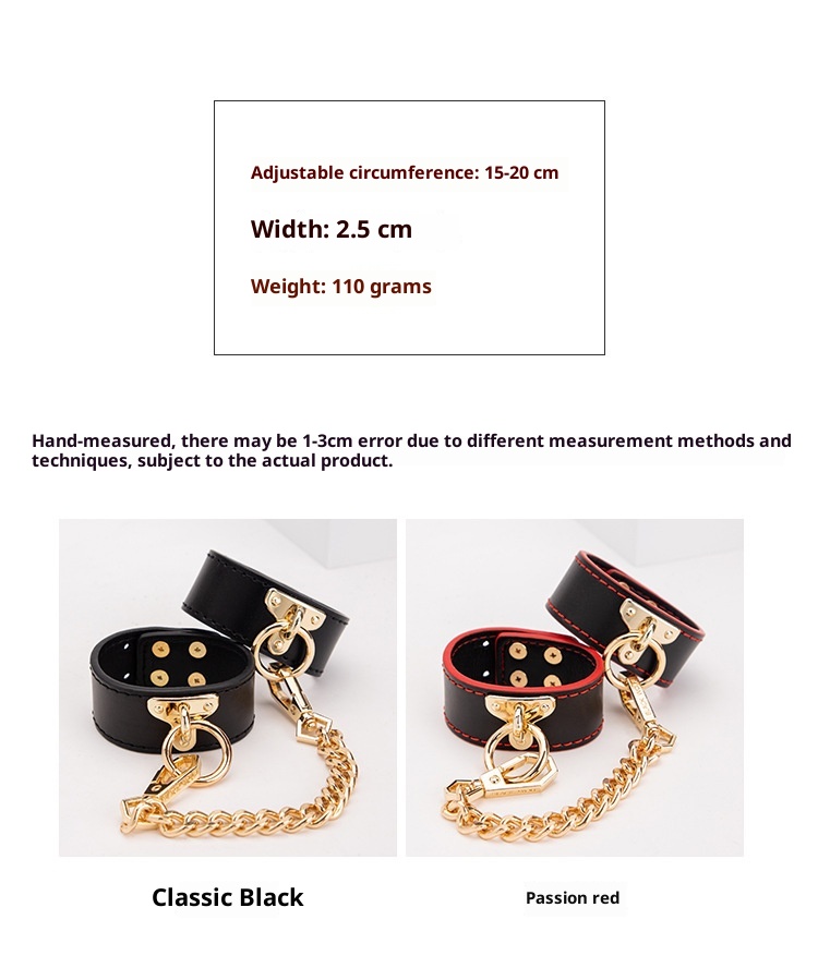 LuvBox SM Sex Toys Set Manette per mani e piedi Collare con catena di ferro da trazione Frusta con nappe in pelle di alta qualità_voghion.com