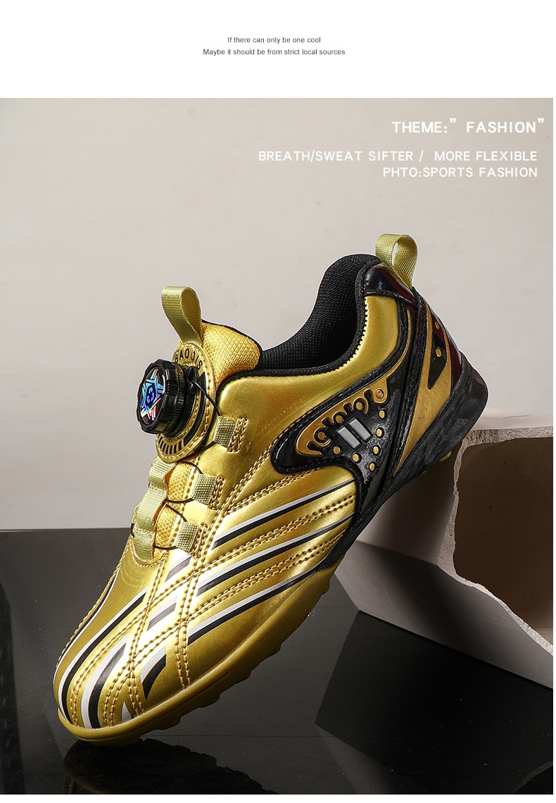 ShoeGlobe Football Shoes For Men, Women, And Children, Low-Top, Competition-Specific, Non-Slip Sports Gold Spikes, Student_voghion.com