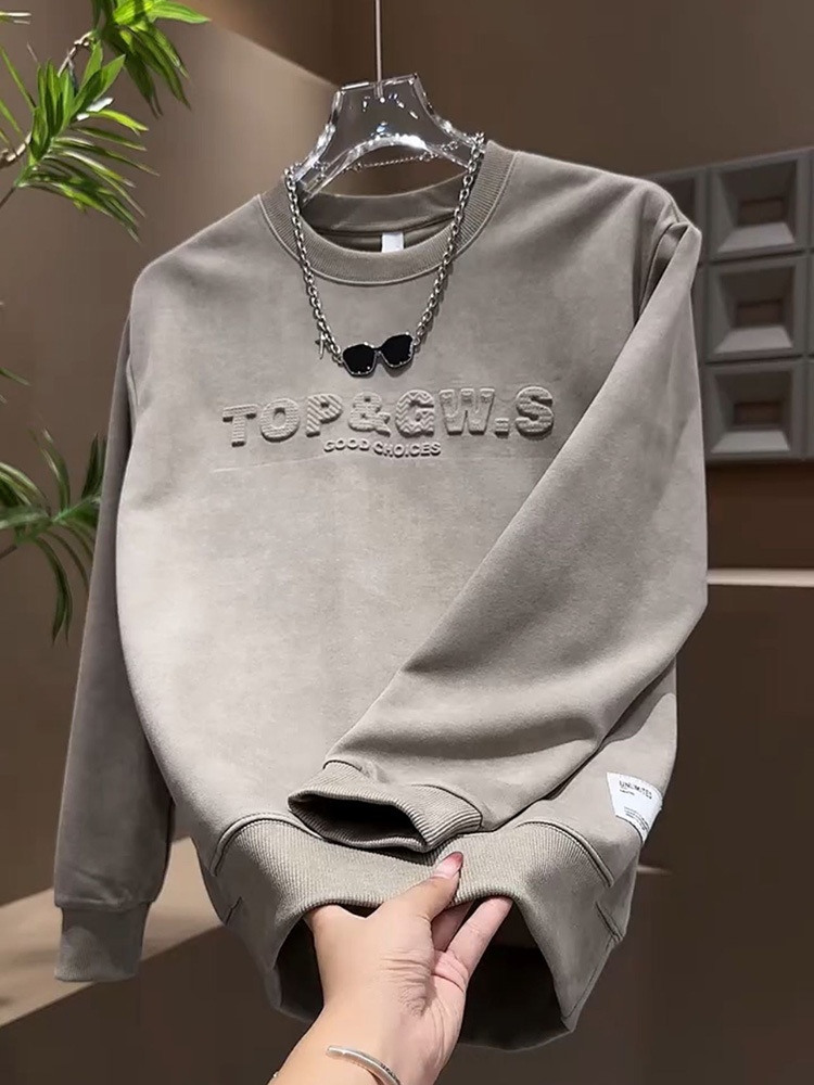 Erkek Sonbahar Kış Yeni Çok Yönlü Trend Kazak Çelik Baskılı Harfli Gradyan Üst Erkek Uzun Kollu Günlük Moda Sweatshirt_voghion.com