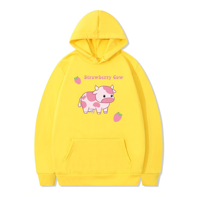 boy 2024 Cross-Border Foreign Trade Autumn Winter New Strawberry Milk Sweatshirt Long Sleeve Hoodie Harajuku Style Unisex_voghion.com