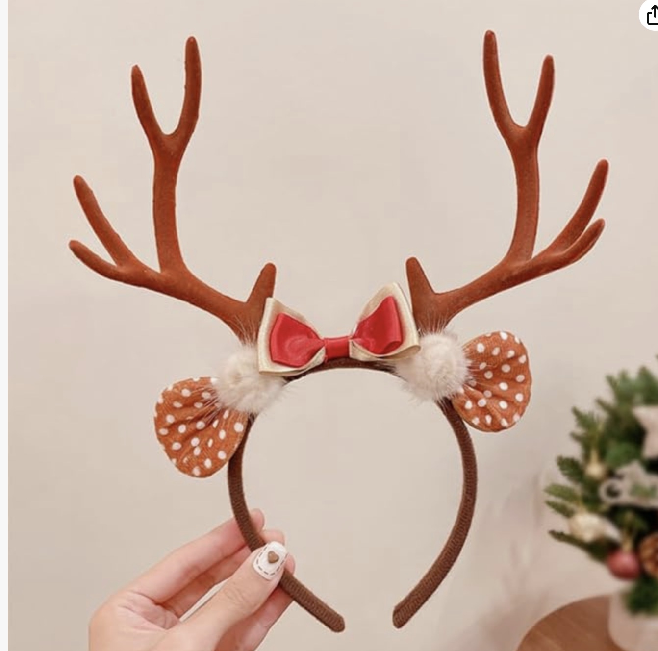 Lillian Cross-Border In-Stock Christmas Reindeer Headwear Forest Style Children's Performance Easter Antler Halloween Headband_voghion.com