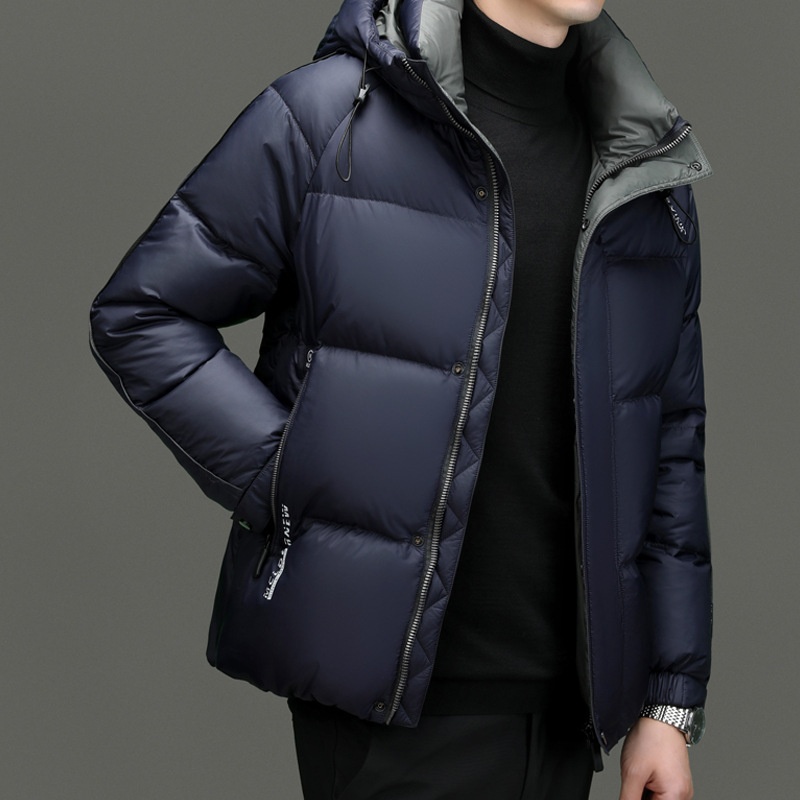 boy Windproof Warm For Middle-aged And Young Fashionable Casual Short Goose Down Hooded Thick Coat Men's Puffer Jacket_voghion.com