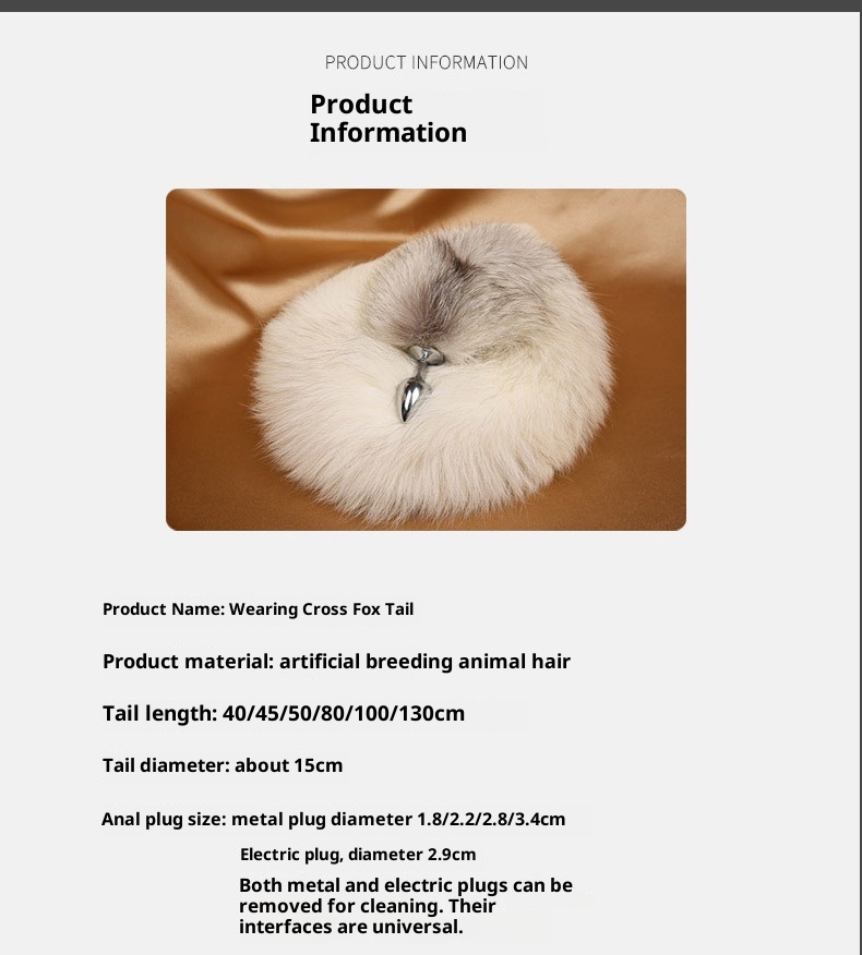 LuvBox SM Plug anale in metallo Back Court Prodotti per uomini e donne Strumenti sessuali per coppie Coda di volpe con capelli veri Flirt sexy Dropshipping_voghion.com