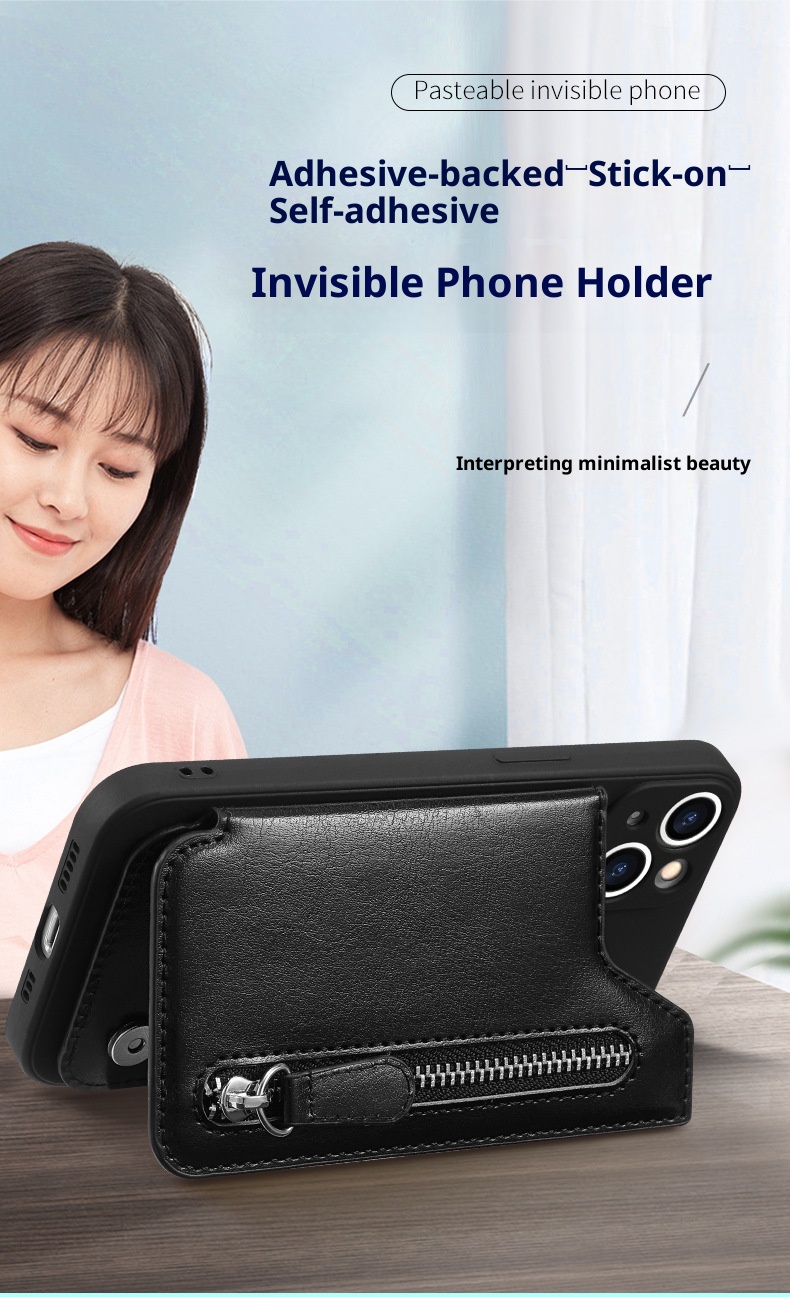TechGlobe Back Sticker Multi-Functional Creative Insert Stand Holder Card Zipper Phone Case DIY Free Matching_voghion.com