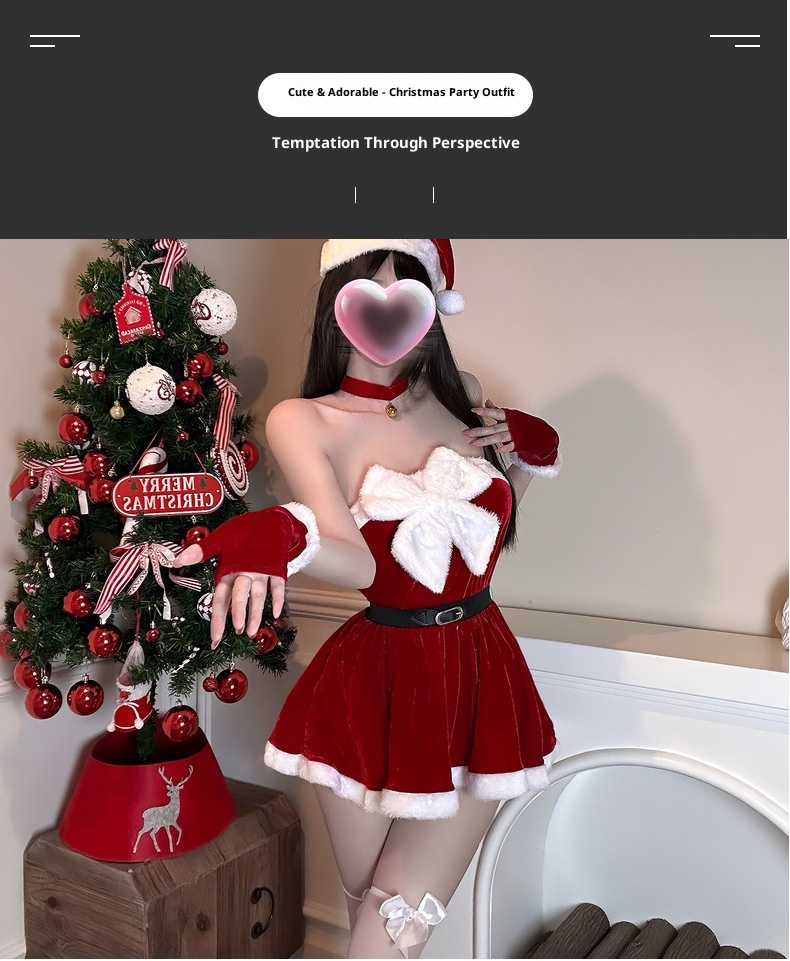 LuvBox Golden Night Lingerie Commerce extérieur transfrontalier européen et américain Tenue de Noël en velours sexy ajourée QQNY Role_voghion.com