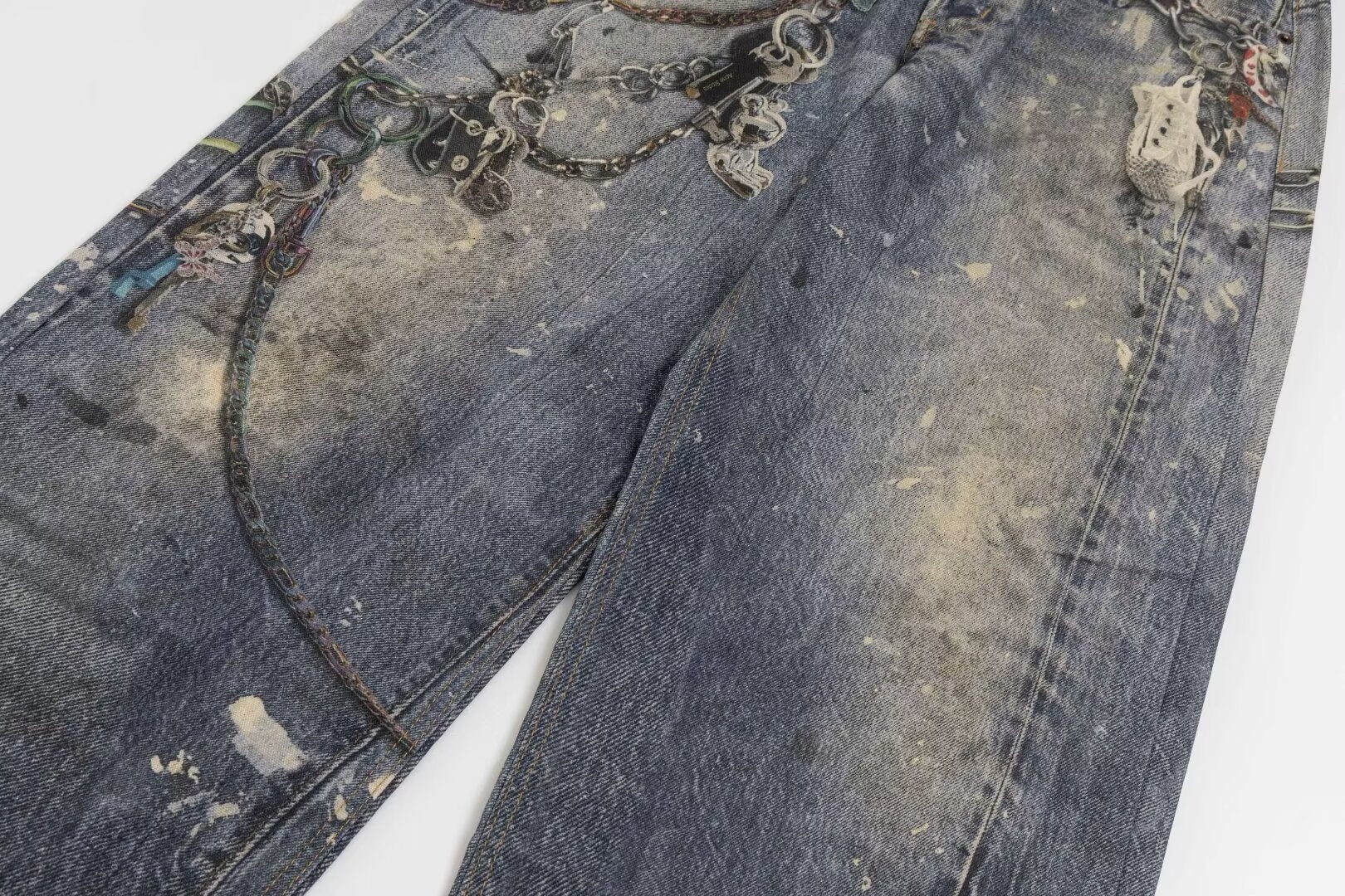 boy Style Wahed Vintage Printed Jean For Men Spring Autumn Straight Looe European And American High Street Vibe Long_voghion.com