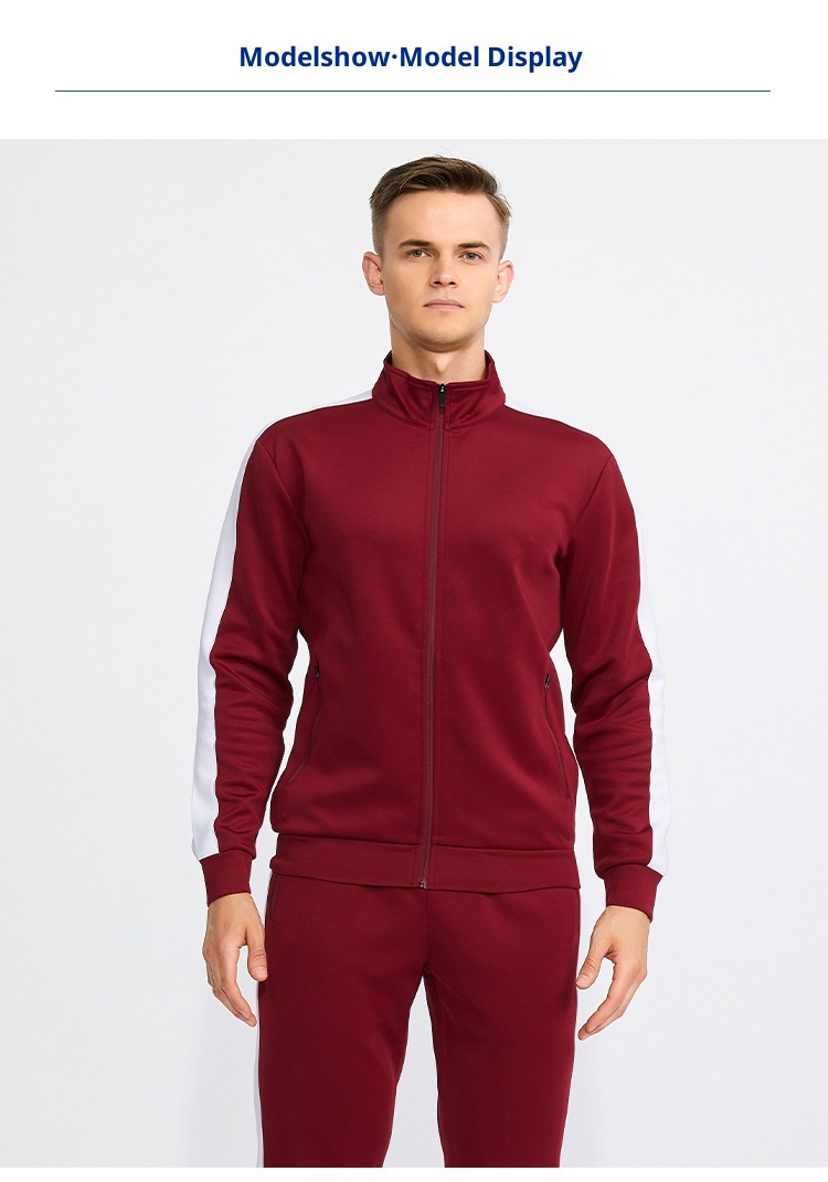 001 Autumn And Men's Jacket Winter Warm Two-Piece Zipper Casual Running Sportswear Set_voghion.com